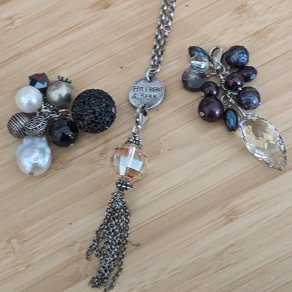 Hillberg And Berk Sterling Silver Necklace And Clip On Charms Set